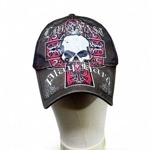 Vintage Y2K Men’s grunge Carbon Black and red skull cross baseball cap